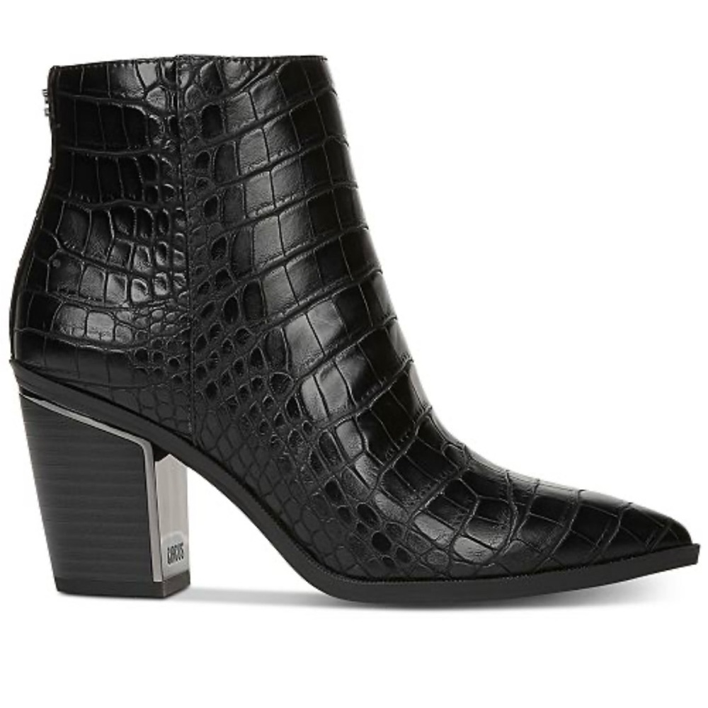Circus by Sam Edelman CAL Black Croc-Embossed Ankle Boots